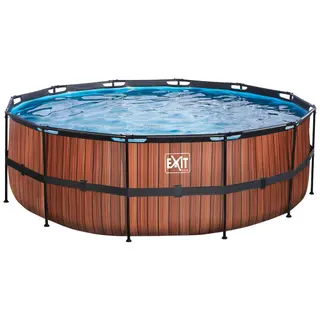 Produktfoto för EXIT Wood pool 427x122cm med sandfilterpump (Brun)
