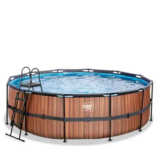 Produktfoto för EXIT Wood pool 450x122cm med sandfilterpump (Brun)