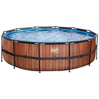 Produktfoto för EXIT Wood pool 488x122cm med sandfilterpump (Brun)