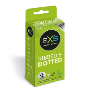 Produktfoto för EXS Ribbed & Dotted Kondomer 12-pack