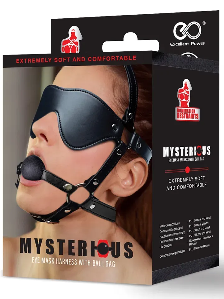 Bild 2 för Eye Mask Harness With Ball Gag Gagball med ögonbindel