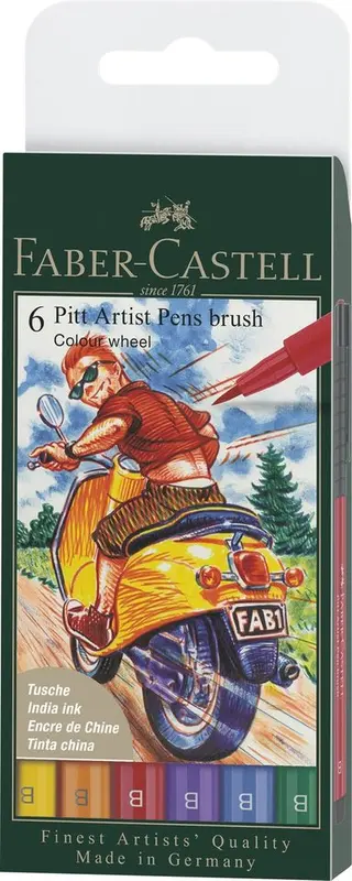 Produktfoto för Faber-Castell 167174, 6 färger, Blå, Grön, Orange, Rosa, Violett, Gul, Multifärg, Rund, Plast, Vuxna och barn