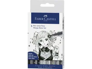Produktfoto för Faber-Castell Fiberpenna PITT Artist pen, 8 pennor i olika gråskalor