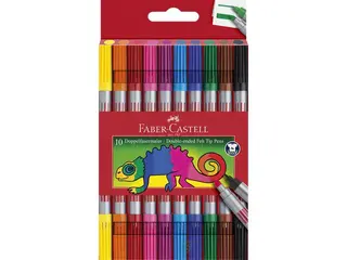 Produktfoto för Faber-Castell Filtpetspennor med två spetsar, tvättbara, 10-pack