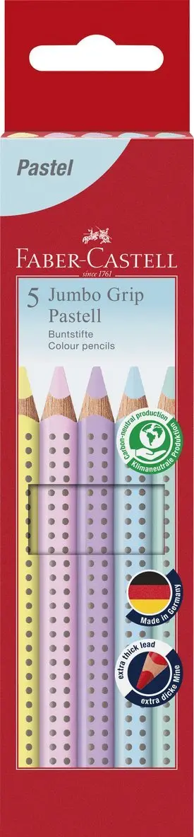 Produktfoto för Faber Castell - Pencil Jumbo Grip Pastel box (5 pcs)