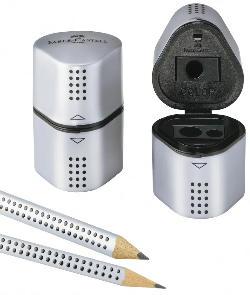 Alternativ bild 0 för Faber-Castell Pennvässare GRIP 2001 Trio för blyerts- och färgpennor, silver
