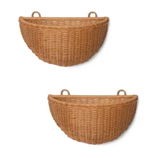 Produktfoto för Ferm Living - Braided Wall Pockets - Korg - Natural / set of 2 - W: 45 x H: 41 x D: 18.5 cm