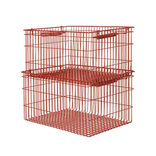 Produktfoto för ferm LIVING - Cala Stackable Baskets Set of 2 Poppy Röd