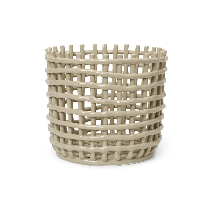 Alternativ bild 0 för Ferm Living - Ceramic Basket - Korg - Large - Cashmere - Ø23,5 x H21 cm
