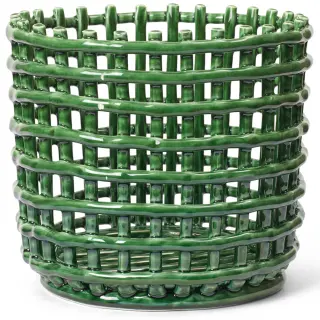 Produktfoto för Ferm Living - Ceramic Basket - Korg - Large - Emerald Green - Ø23,5 x H21 cm