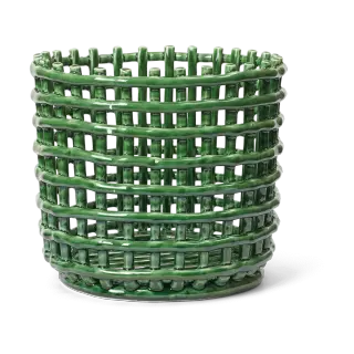 Produktfoto för Ferm Living - Ceramic Basket - Korg - Large - Emerald Green - Ø23,5 x H21 cm