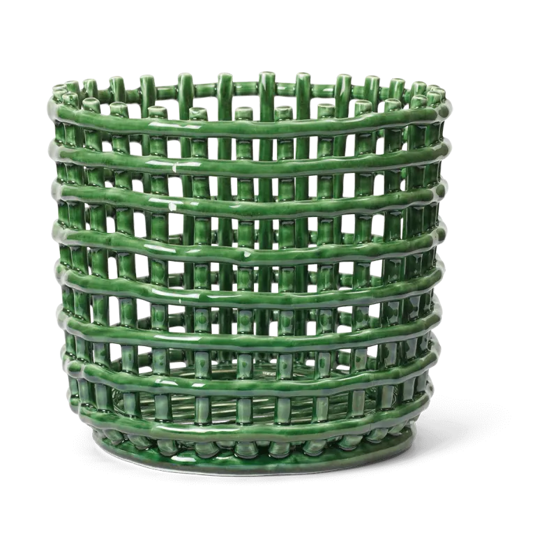 Alternativ bild 0 för Ferm Living - Ceramic Basket - Korg - Large - Emerald Green - Ø23,5 x H21 cm