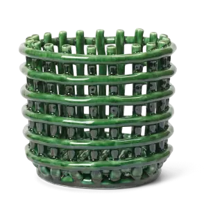 Produktfoto för Ferm Living - Ceramic Basket - Korg - Small - Emerald Green - Ø16 x H14,5 cm