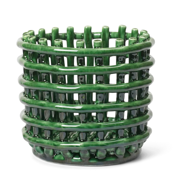 Alternativ bild 0 för Ferm Living - Ceramic Basket - Korg - Small - Emerald Green - Ø16 x H14,5 cm