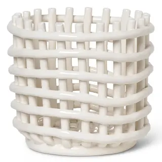 Produktfoto för Ferm Living - Ceramic Basket - Korg - Small - Off White - Ø16 x H14,5 cm