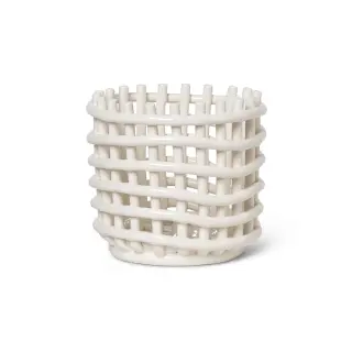 Produktfoto för Ferm Living - Ceramic Basket - Korg - Small - Off White - Ø16 x H14,5 cm