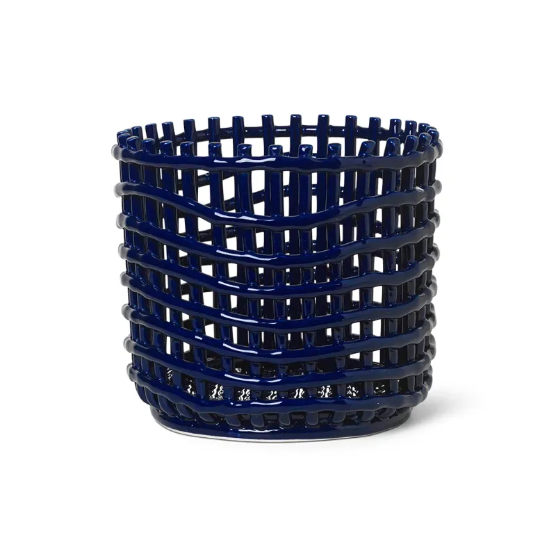 Alternativ bild 0 för ferm LIVING - Ceramic Basket Large Blue ferm LIVING