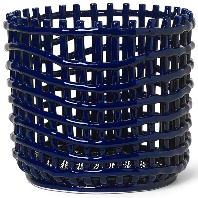 Alternativ bild 0 för ferm LIVING - Ceramic Basket Large Blue ferm LIVING