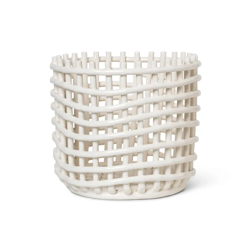 Alternativ bild 0 för ferm LIVING - Ceramic Basket Large Off-White ferm LIVING