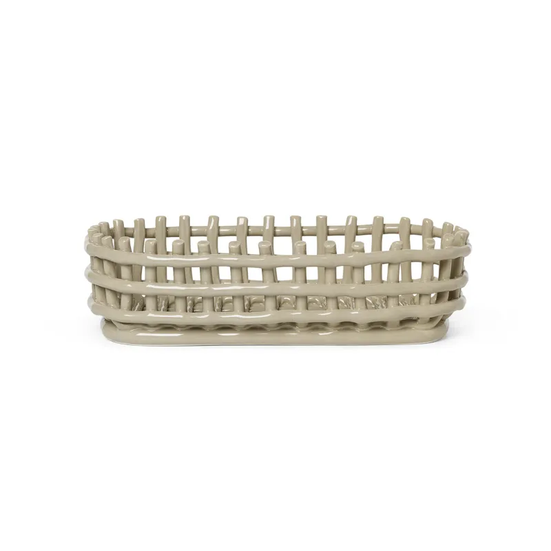 Alternativ bild 0 för ferm LIVING - Ceramic Basket Oval Cashmere ferm LIVING