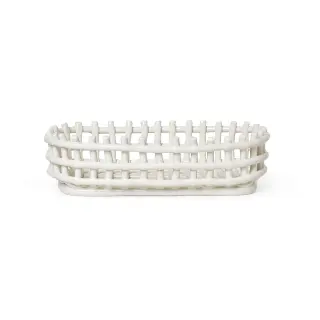 Produktfoto för ferm LIVING - Ceramic Basket Oval Off-White ferm LIVING