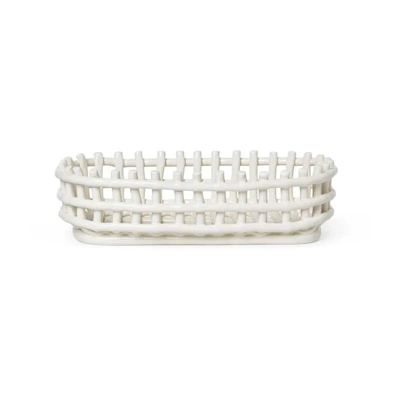 Alternativ bild 0 för ferm LIVING - Ceramic Basket Oval Off-White ferm LIVING
