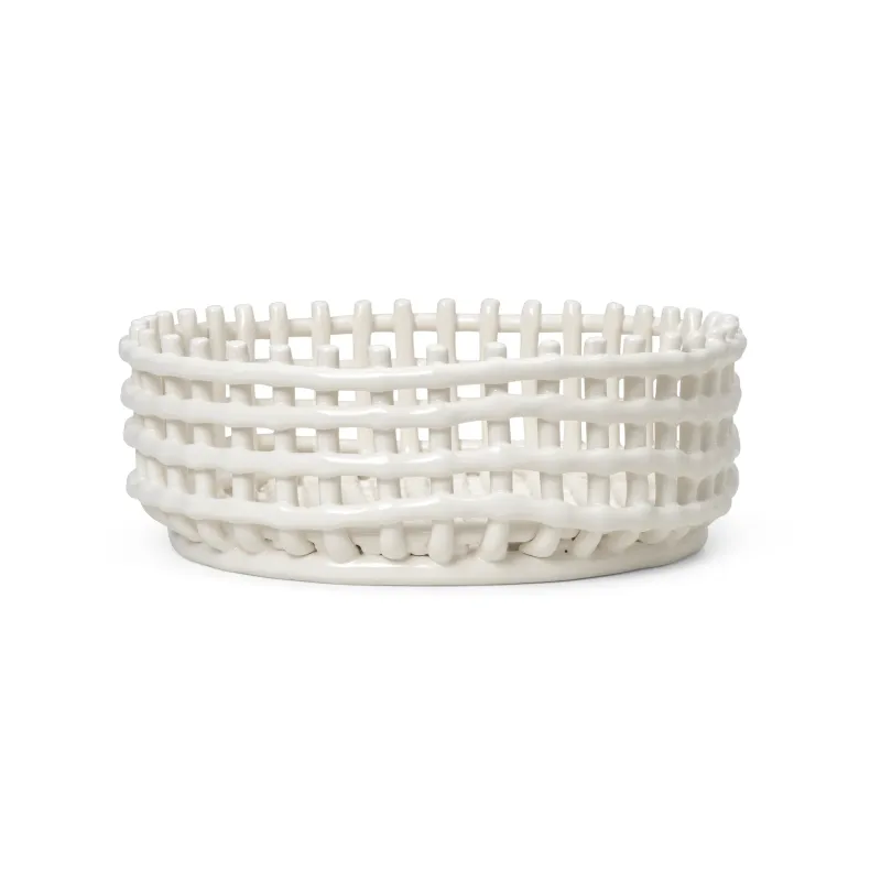 Alternativ bild 0 för Ferm Living - Ceramic Centrepiece - Kruka - Off-White - Ø29 x H10 cm