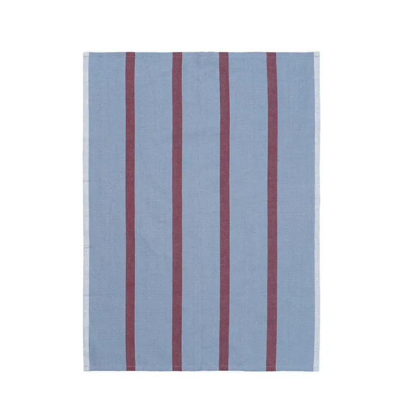Alternativ bild 0 för Ferm Living - Hale Tea Towel - Kökshandduk - Faded Blue/Burgundy - W50 x H70 cm