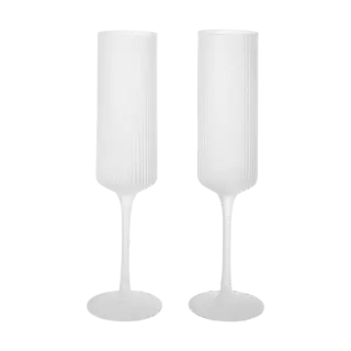 Produktfoto för Ferm Living - Ripple Champagne Flutes - Champagneglas - Frosted - W6 x D6 x H22.6 cm