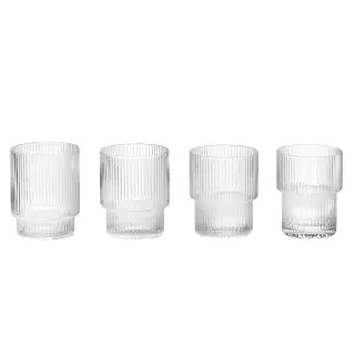 Produktfoto för ferm LIVING - Ripple Glass Set of 4 Clear ferm LIVING