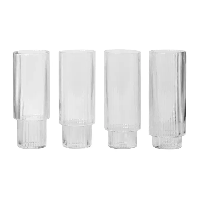 Alternativ bild 0 för ferm LIVING - Ripple Long Drink Glasses Set of 4 Clear ferm LIVING