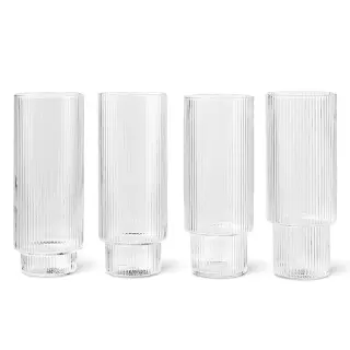 Produktfoto för ferm LIVING - Ripple Long Drink Glasses Set of 4 Clear ferm LIVING