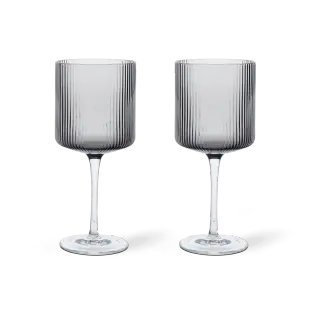 Produktfoto för ferm LIVING - Ripple Röd Wine Glasses Set of 2 Smoked Grå