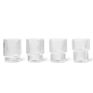Produktfoto för Ferm Living - Ripple Small Glass (Set of 4) - Glas - Clear - Ø5 x H6 cm