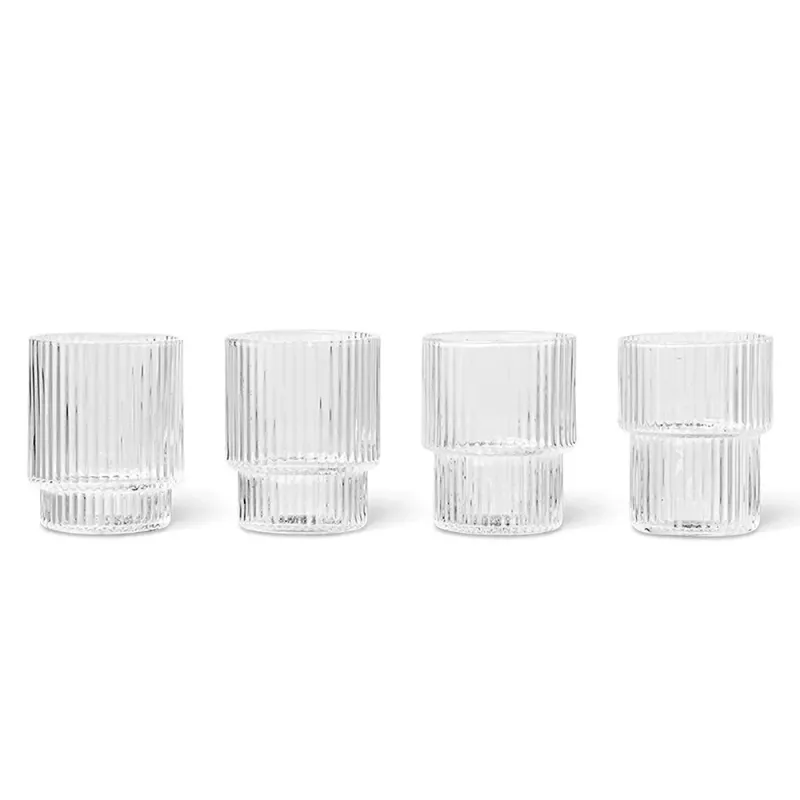 Alternativ bild 0 för Ferm Living - Ripple Small Glass (Set of 4) - Glas - Clear - Ø5 x H6 cm