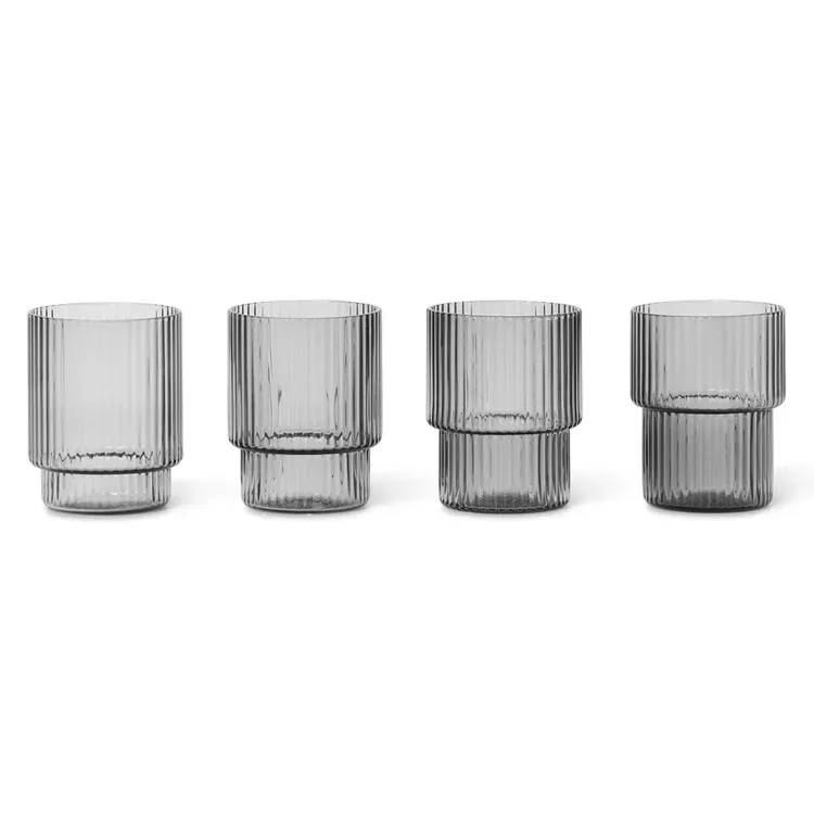 Alternativ bild 0 för ferm LIVING - Ripple Small Glasses Set of 4 Smoked Grey ferm LIVING