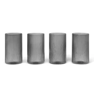 Produktfoto för Ferm Living - Ripple Verrines (Set of 4) - Glas - Smoked Grey - Ø5,4 x H9 cm