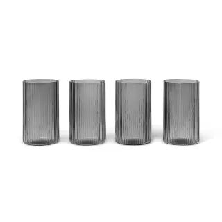 Produktfoto för Ferm Living - Ripple Verrines (Set of 4) - Glas - Smoked Grey - Ø5,4 x H9 cm