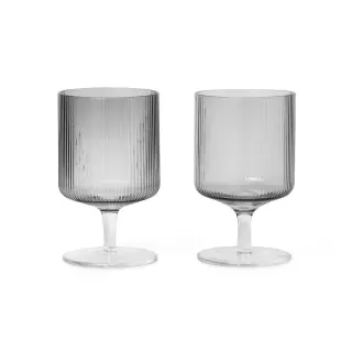Produktfoto för ferm LIVING - Ripple Wine Glasses Set of 2 Smoked Grey ferm LIVING