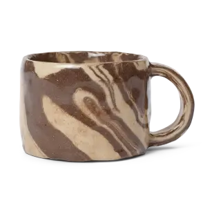 Produktfoto för Ferm Living - Ryu Mug  - Mugg - Low - Sand/Brown - W8.5 x D11 x H6.3 cm