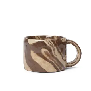 Produktfoto för Ferm Living - Ryu Mug  - Mugg - Low - Sand/Brown - W8.5 x D11 x H6.3 cm