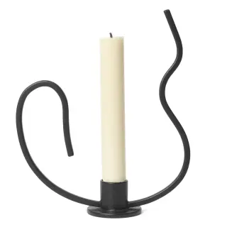 Produktfoto för ferm LIVING - Valse Candle Holder Low Black ferm LIVING