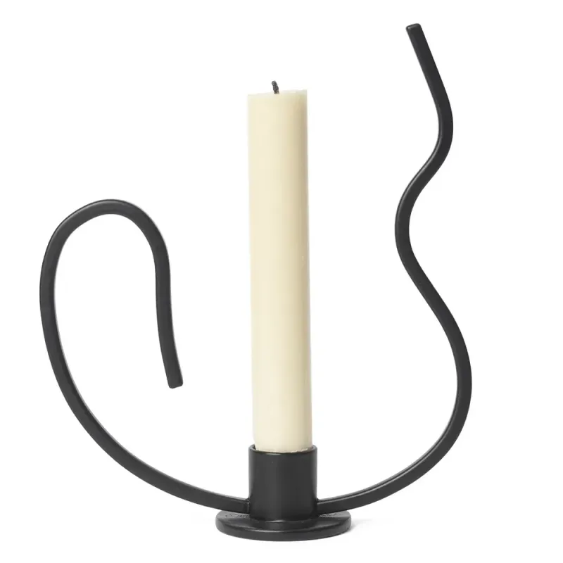 Alternativ bild 0 för ferm LIVING - Valse Candle Holder Low Black ferm LIVING