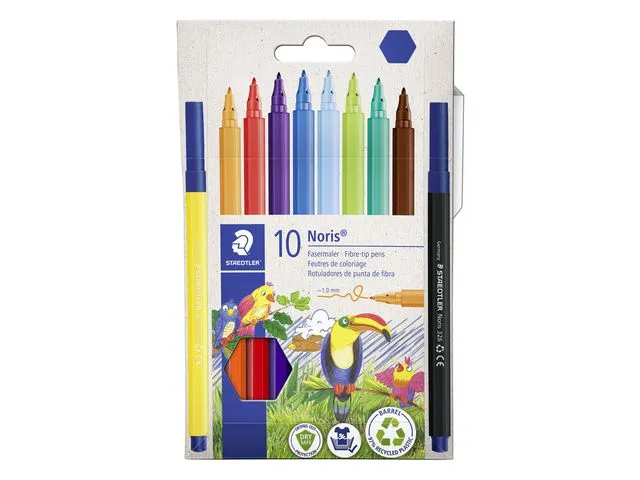 Alternativ bild 0 för Fiberpenna Staedtler Noris Club, 1 mm, box med 10 färger