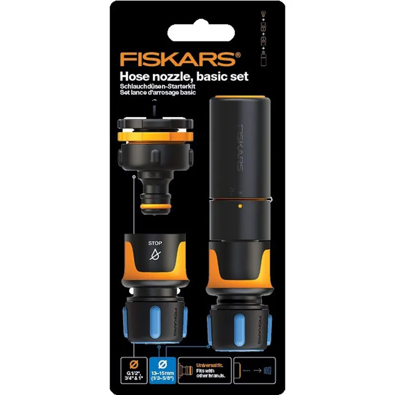 Bild 1 för Fiskars - Comfort startset med munstycke och kopplingar 13-15 mm svart