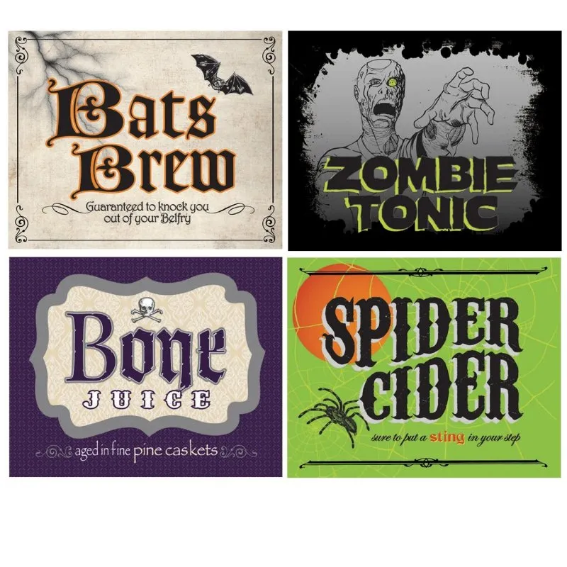 Alternativ bild 0 för Flasketiketter till Halloween 4-pack