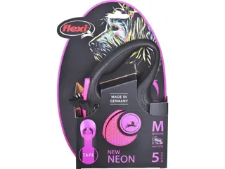 Produktfoto för Flexi New Neon Medium 5 m band/25 kg (Rosa)