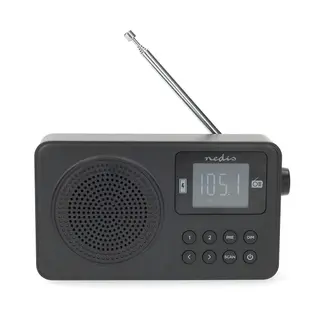 Produktfoto för FM-radio | Bärbar design | FM | Accu Powered / USB Powered | Digital | 2 W | Skärmstorlek: 1,77" | Svart vit skärm | Bluetooth®