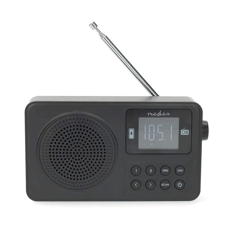 Bild 1 för FM-radio | Bärbar design | FM | Accu Powered / USB Powered | Digital | 2 W | Skärmstorlek: 1,77" | Svart vit skärm | Bluetooth®