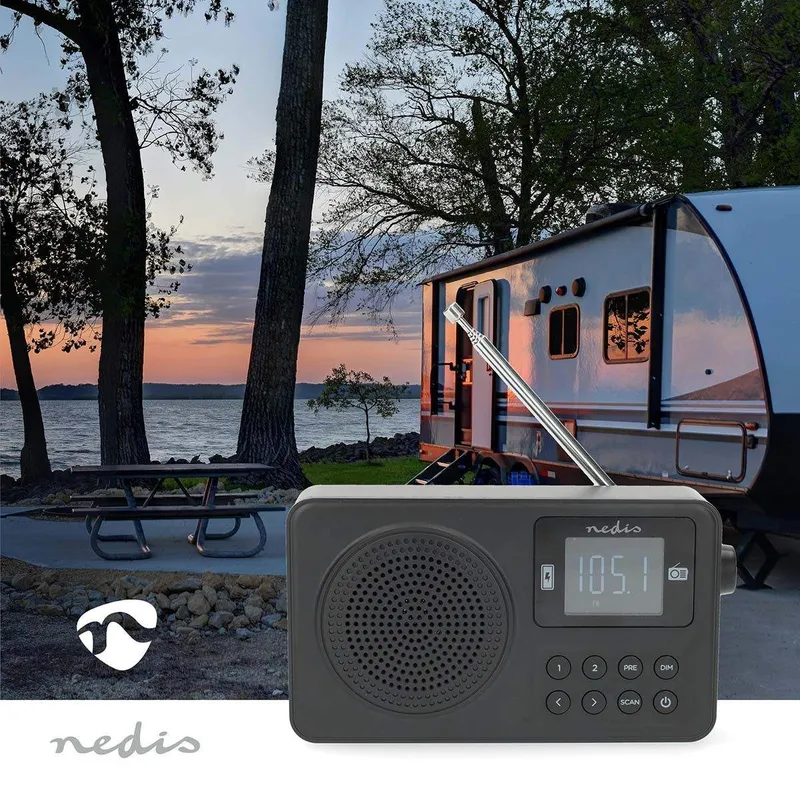 Bild 2 för FM-radio | Bärbar design | FM | Accu Powered / USB Powered | Digital | 2 W | Skärmstorlek: 1,77" | Svart vit skärm | Bluetooth®